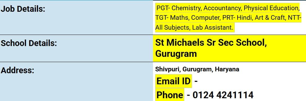 School Jobs at  St. Michaels Sr. Sec. School ,  Gurgaon